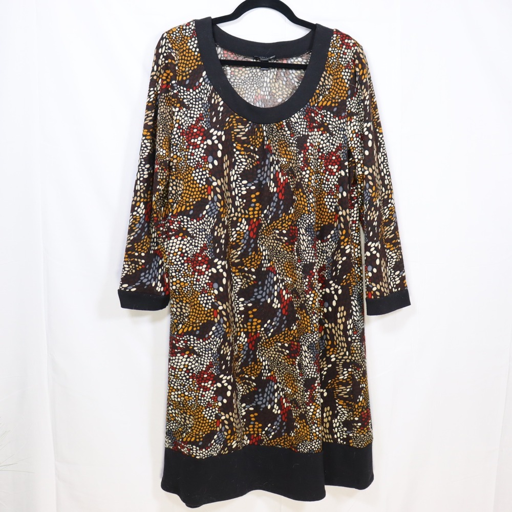 Forever Shift Dress XL Brown Womens Boho Abstract Tunic